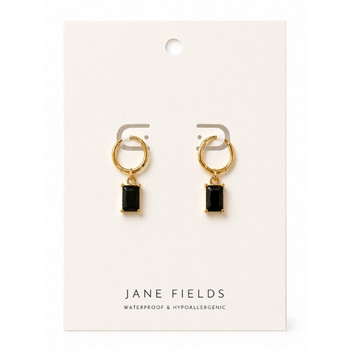 Black Crystal Pendant Hoops
