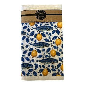 Single Printed Dishcloth - Lemon and Fish