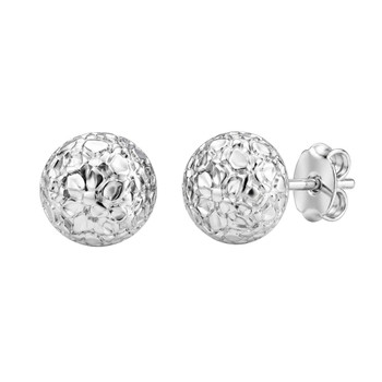 Silver Half Round Patterned Studs