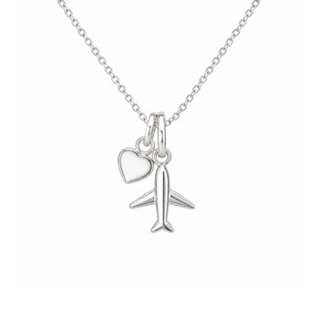 Small Plane & Heart Necklace