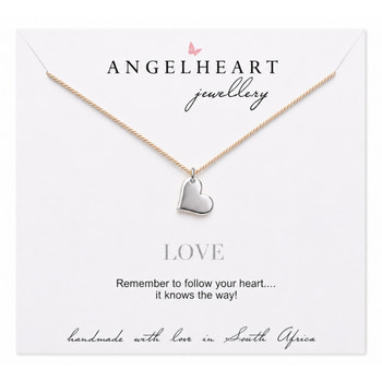Sideways Heart Necklace On Beige Silk