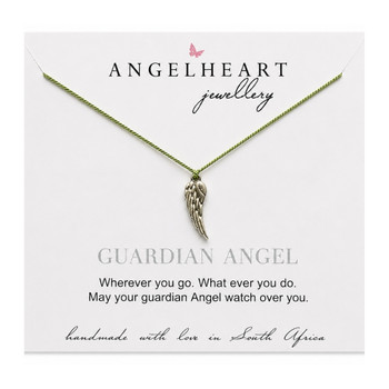 Single Angelwing Necklace / Green Silk