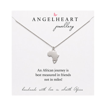 Necklace / Sterling Silver Africa with Heart on Silk
