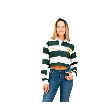 SA Supporter 8X8 Stripe Crop LS Rugby Jersey / Cloud Dancer