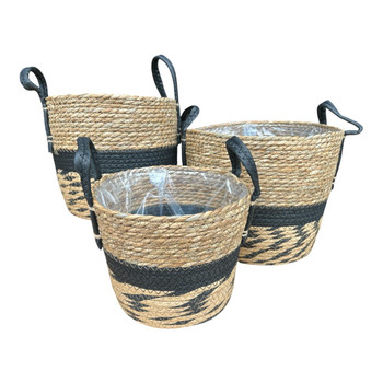 Woven Storage Basket with Handles – Natural & Black