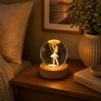 3D Crystal LED Light Globe 8cm - Ballerina