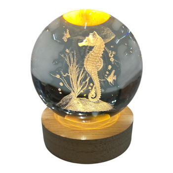 3D Crystal LED Light Globe 8cm - Seahorse