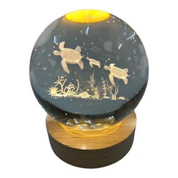 3D Crystal LED Light Globe 8cm - Sea Turtle Family