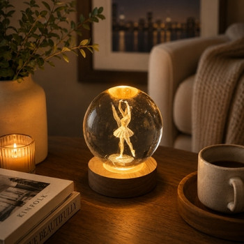 3D Crystal LED Light Globe 10cm - Ballerina