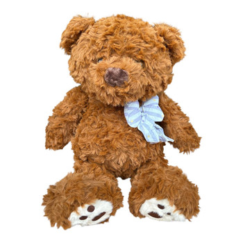 Plush Soft Toy 30cm - Brown Teddy Bear with Blue Bow