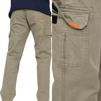 Half Elasticated Waistband Cargo Pants / Khaki