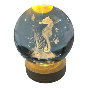 3D Crystal LED Light Globe 10cm - Seahorse