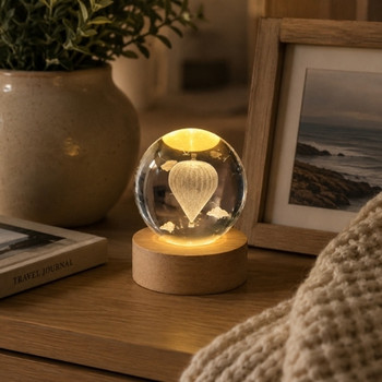 3D Crystal LED Light Globe 6cm - Hot Air Balloon