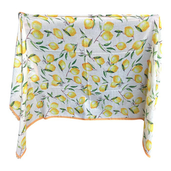 Watercolour Lemon Orange Border Viscose Scarf