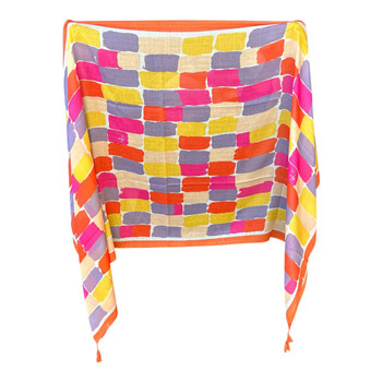 Colour Block Brushstroke Viscose Scarf