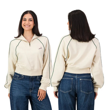 Springboks Ladies Piped Zip Through Sweater / Ivory