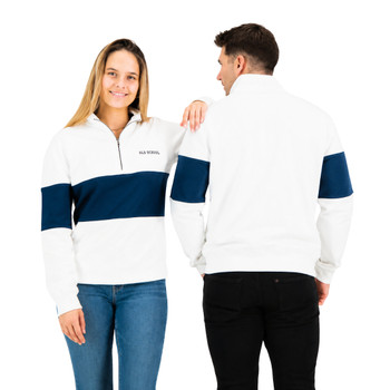 Old School Hoop Quarter Zip Sweater / Navy
