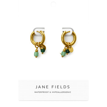 Mini Charm Hoops / Green Charms