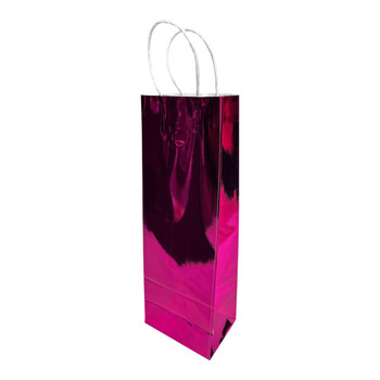 Metallic Fuchsia Wine Gift Bag, Twisted Handles
