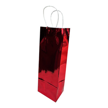 Metallic Red Wine Gift Bag, Twisted Handles