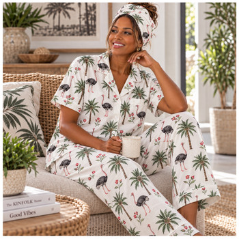 Cotton Long PJ's Set / Ostrich Palm