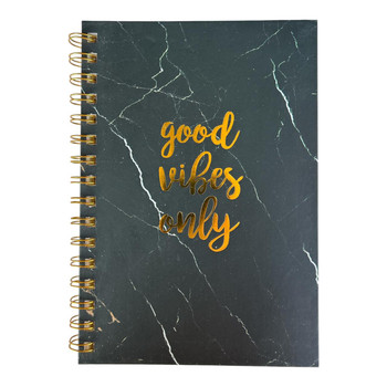 Good Vibes Black Marble A5 Spiral Notebook