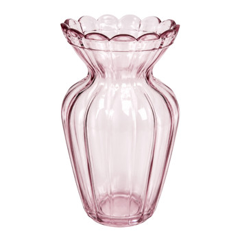 Glass Vase - Dusty Pink Scalloped Rim