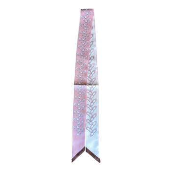 Pink Gradient Chain Print Thin Twilly Scarf