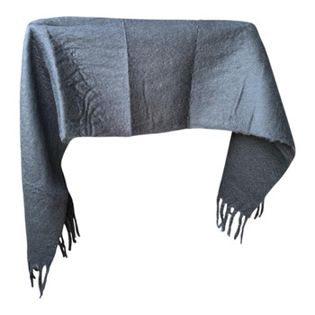Charcoal Grey Polyester Frinch Scarf