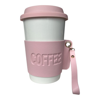 Ceramic Travel Mug - White & Pink