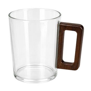 Clear Glass Mug - Dark Wood Handle