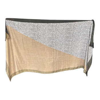 Beige Block Animal Viscose Scarf