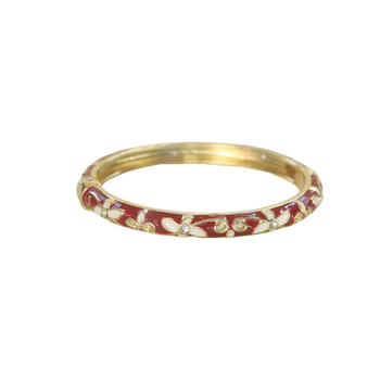 Hinged Bangle - Burgundy Red Floral