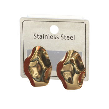 Gold Organic Statement Stud Earrings