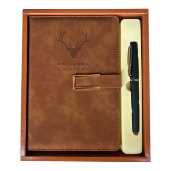 Tan A5 Motivational Stag Notebook & Pen Gift Set