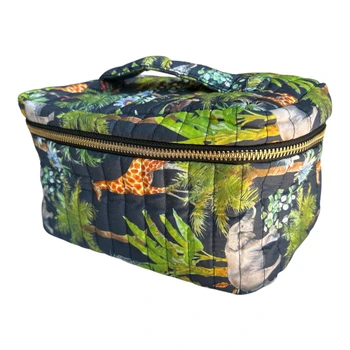 Safari Charcoal Quilted Cosmetic Bag