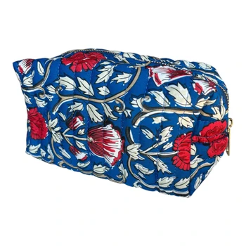 Cobalt Rose Quilted Box Beauty Bag