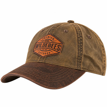 Herringbone Leather Badge Cap / Brown Camel