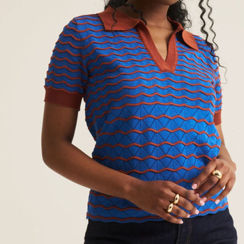 Stripe Wave Polo - Cobalt