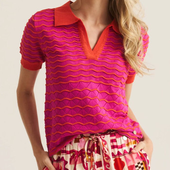 Stripe Wave Polo - Magenta