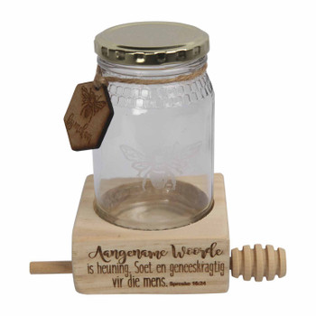 Honey jar with honey dripper (Afrikaans) - Bymekaar