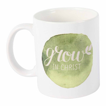 White Ceramic Scripture Mug 335ml - Grow in Christ