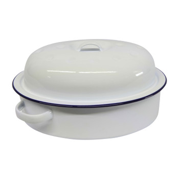 Roaster Enamel Oval 26cm (blue & white)