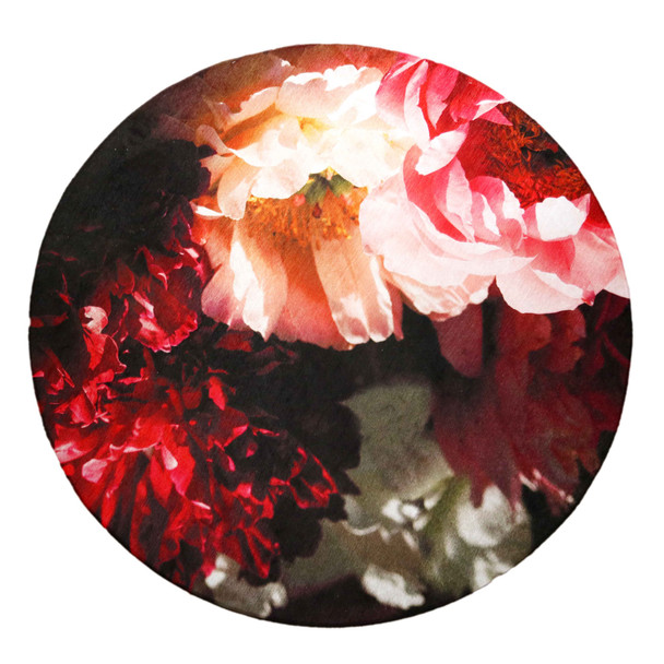 155cm Round Chenille Rug - Poppies In Sunlight