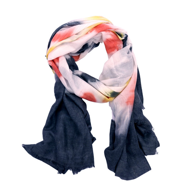 Blue Yellow Red Tie Die Polyester Scarf (90x180cm)