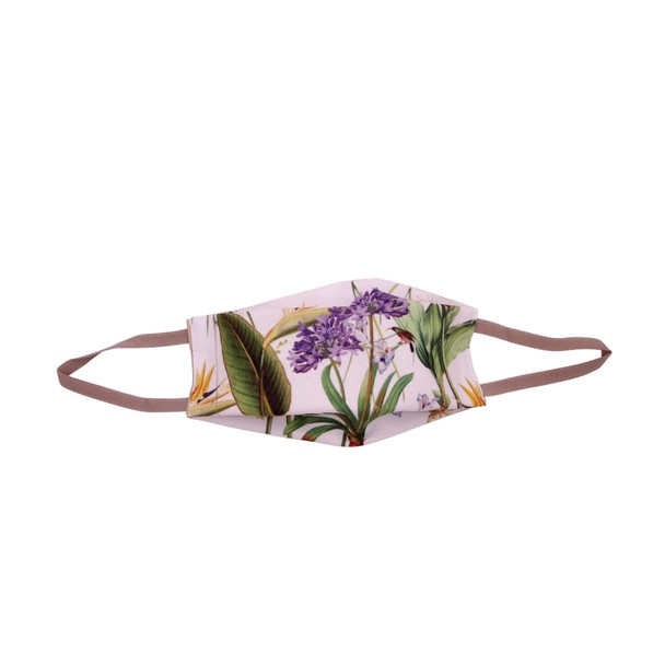 Purple Flower Green Leaf Mask