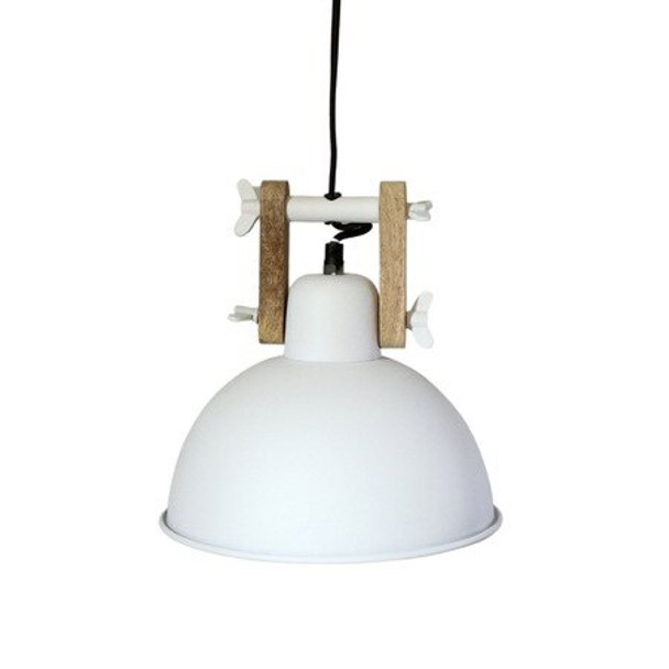 White Textured Light with Wood finish (25cm)