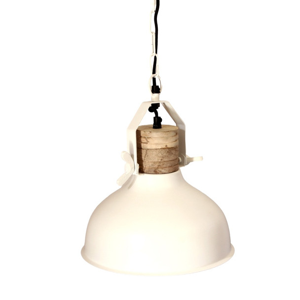 Matt White Iron Light with Wood & Iron finish (29cm)