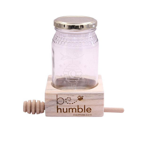 Honey Jar With Wooden Display