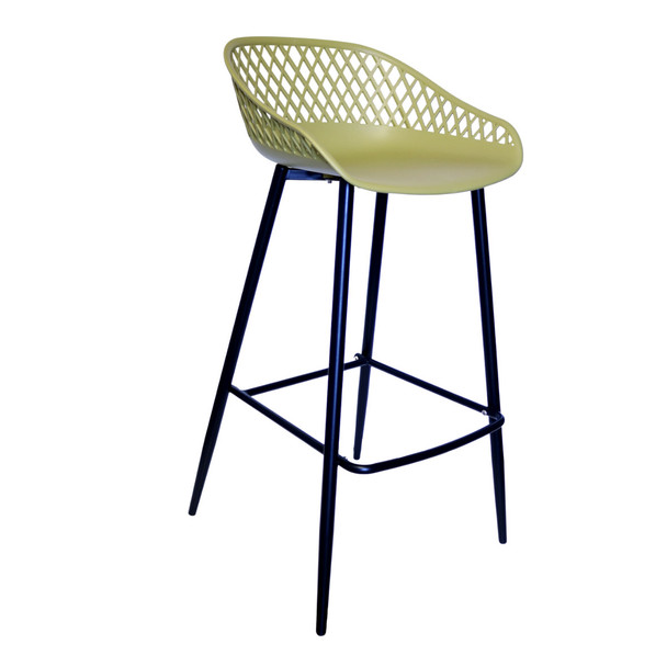 Right View Diamond Back Bar Stool in Mustard. Black Vinyl covered Steel legs